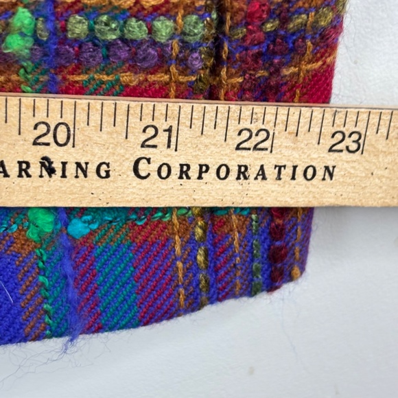 VTG Carlisle Wool Plaid Pea Coat 2 Double Breasted Velvet Old Money Retro Twee - Picture 10 of 13